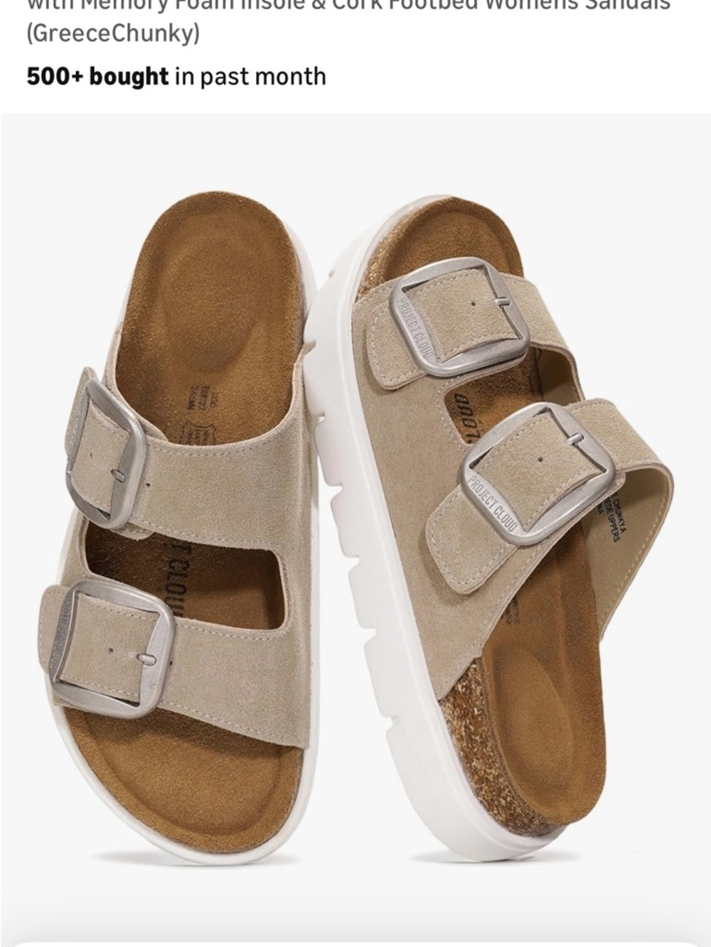 Project cloud platform sandals, taupe, size 9